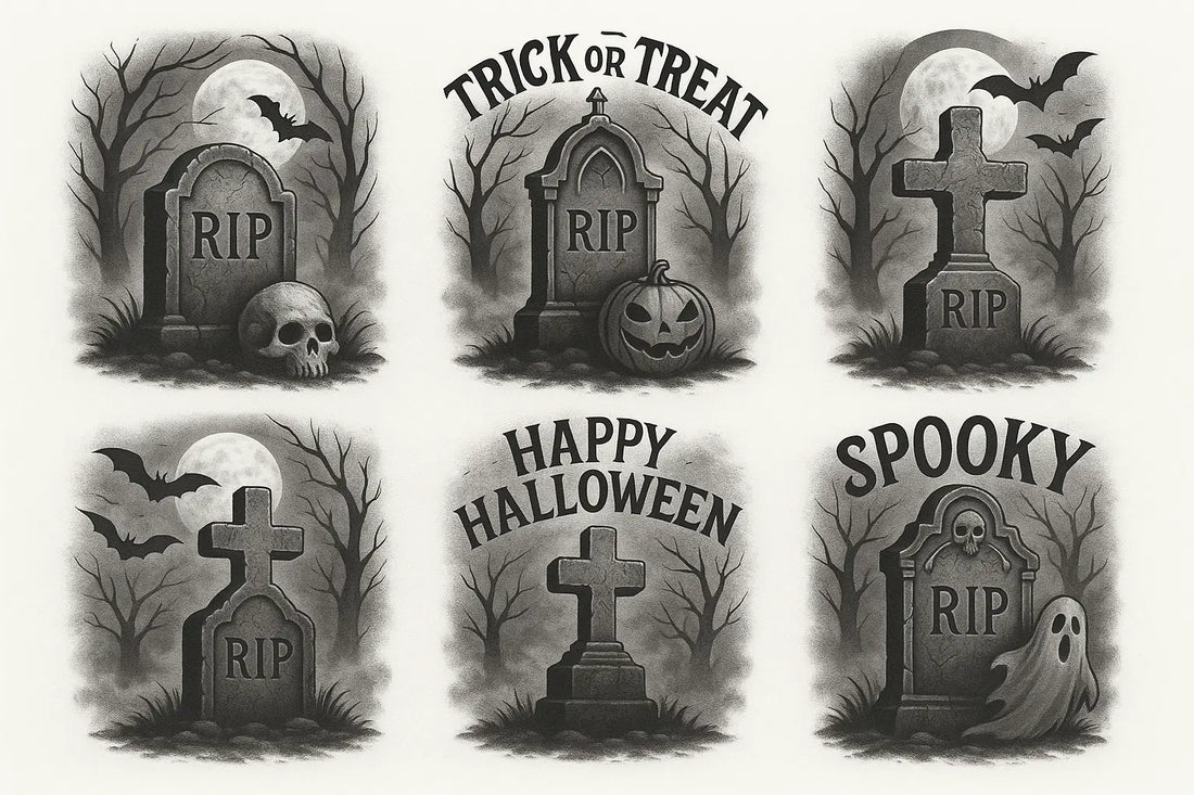 5 Design Ideas for Halloween DTF Transfers Featuring Gothic Tombstones and Spooky Themes
