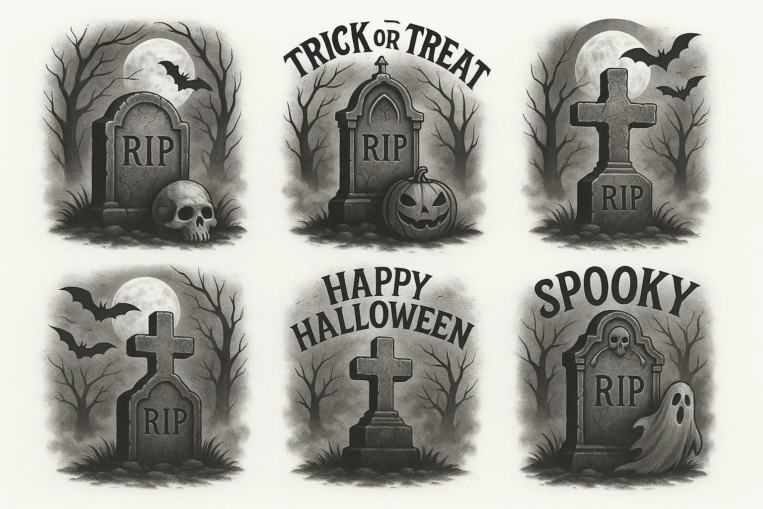 5 Design Ideas for Halloween DTF Transfers Featuring Gothic Tombstones and Spooky Themes
